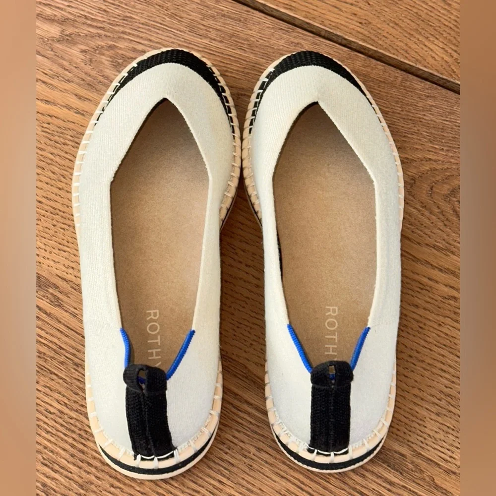 Rothy's Black and Cream Flats Size 10 - Picture 6 of 16